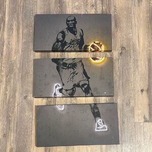 Basketball Player Wall Art with Neon Accents
